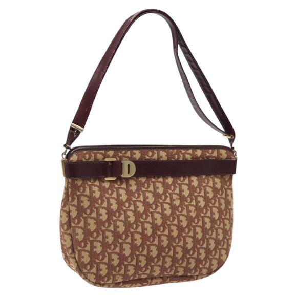 DIOR Trotter Canvas Shoulder Bag Red Gold - Picture 1 of 12